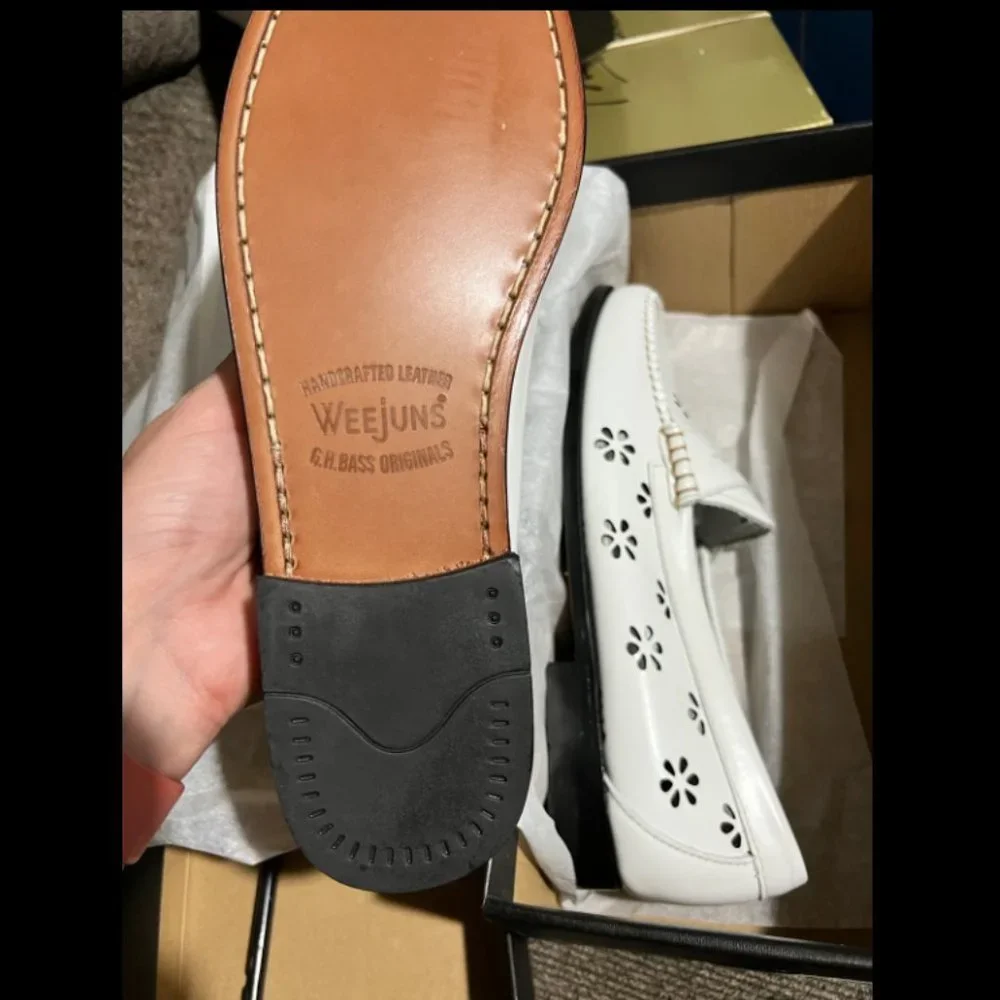 G.H. Bass & Co. White Floral Cutout Loafers - Picture 3 of 10